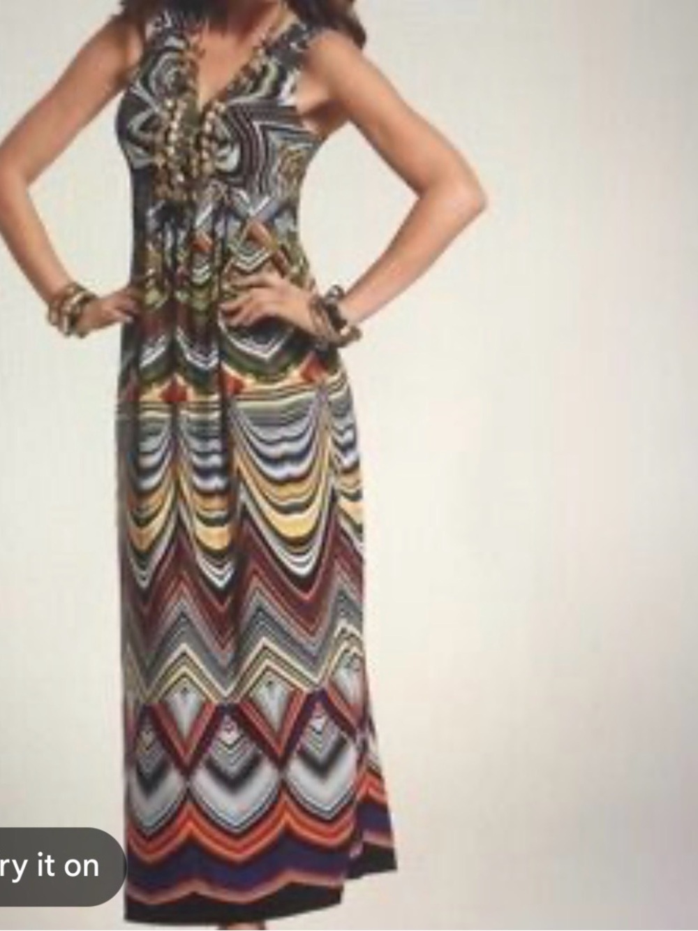 Chico’s maxi dress multicolor sleeveless pullover geometric size 2 (12) Classic